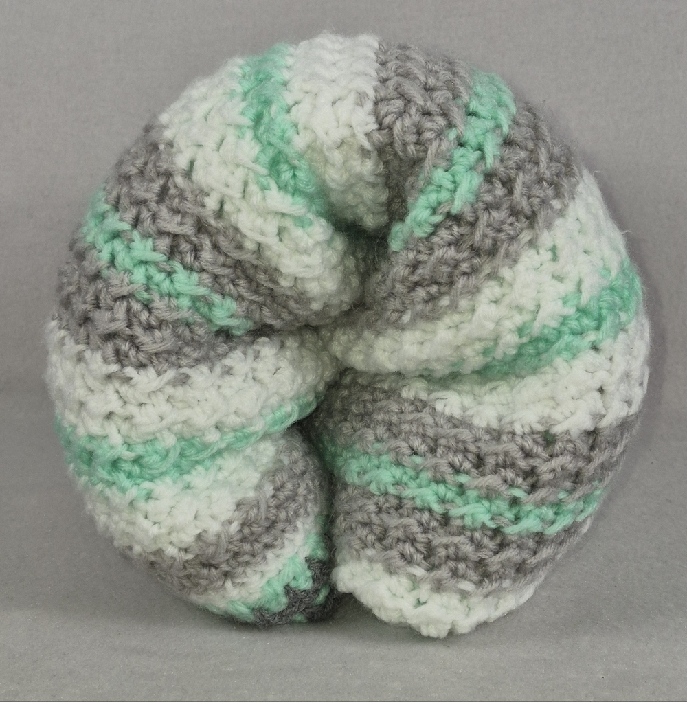 Handmade Huge Crochet Baby Blanket – Mint Green, White & Gray New